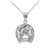 Silver Horseshoe with Horse Head Charm Pendant Necklace