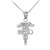 Silver Medical Doctor MD Caduceus Charm Pendant Necklace