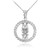 Silver Roped Circle Mom Love Heart with CZ Pendant Necklace
