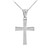 Silver Solitaire CZ-Accented Cross Pendant Necklace