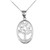 Silver Tree Of Life Oval Charm Pendant Necklace