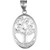 Silver Tree Of Life Oval Charm Pendant Necklace
