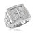 Silver Watchband Design Men's Cross CZ Ring