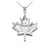 Solid 925 Sterling Silver Heart Maple Leaf Pendant Necklace