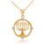 Gold Menorah Diamond Necklace