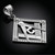 Sterling Silver Freemason Square Masonic CZ Pendant Necklace