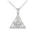 Sterling Silver Freemason Triangle Masonic CZ Pendant Necklace