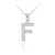 Sterling Silver Letter "F" CZ Initial Pendant Necklace