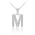 Sterling Silver Letter "M" Initial CZ Monogram Pendant Necklace