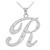 Sterling Silver Letter Script "R" CZ Initial Necklace