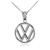 White Gold VW Volkswagen Emblem Charm Necklace