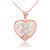 Two Tone Rose Gold Filigree Heart "B" Initial CZ Pendant Necklace