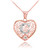 Two Tone Rose Gold Filigree Heart "C" Initial CZ Pendant Necklace