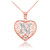 Two Tone Rose Gold Filigree Heart "N" Initial CZ Pendant Necklace