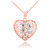 Two Tone Rose Gold Filigree Heart "R" Initial CZ Pendant Necklace