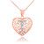 Two Tone Rose Gold Filigree Heart "T" Initial CZ Pendant Necklace
