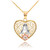 Two Tone Yellow Gold Filigree Heart "A" Initial CZ Pendant Necklace