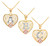 Two Tone Yellow Gold Filigree Heart "A" Initial CZ Pendant Necklace