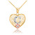 Two Tone Yellow Gold Filigree Heart "C" Initial CZ Pendant Necklace