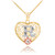 Two Tone Yellow Gold Filigree Heart "R" Initial CZ Pendant Necklace