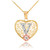 Two Tone Yellow Gold Filigree Heart "V" Initial CZ Pendant Necklace