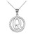 White Gold "Q" Initial in Rope Circle Pendant Necklace