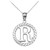 White Gold "R" Initial in Rope Circle Pendant Necklace