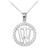 White Gold "W" Initial in Rope Circle Pendant Necklace