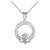 White Gold Classic Braided Claddagh Charm Pendant Necklace