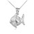 White Gold Clown Fish Pendant Necklace