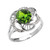 White Gold CZ Peridot Solitaire Modern Flower Ladies Ring