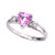 White Gold CZ Pink Heart Proposal/Promise Ring