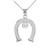 White Gold CZ-Studded Lucky Horseshoe Pendant Necklace