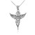 White Gold Diamond Cut Angel Pendant Necklace