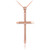 Polished Rose Gold Plain Tube Cross Charm Necklace (S/M/L)