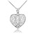 White Gold Filigree Heart "H" Initial CZ Pendant Necklace