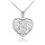 White Gold Filigree Heart "N" Initial CZ Pendant Necklace