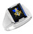 White Gold Freemason Blue Stone Square and Compass Masonic Mens Ring
