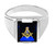 White Gold Freemason Blue Stone Square and Compass Masonic Mens Ring