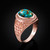 Rose Gold Jerusalem Cross Blue Copper Turquoise Statement Ring