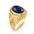 Yellow Gold Masonic Lapis Lazuli Gemstone Statement Ring