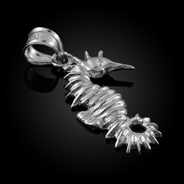 White Gold Seahorse Charm Pendant