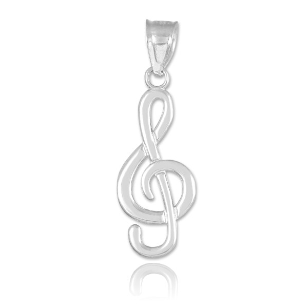 White Gold Treble Cleft Pendant