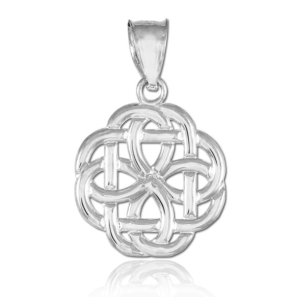 White Gold Trinity Knot Charm Pendant Necklace