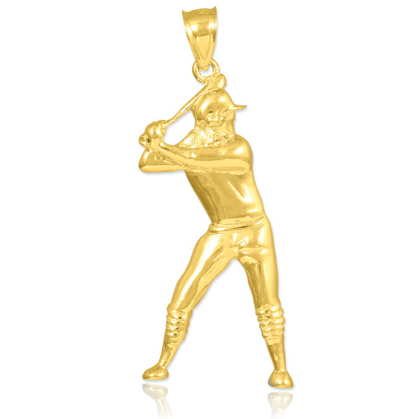 Gold Baseball Batter Sports Charm Pendant