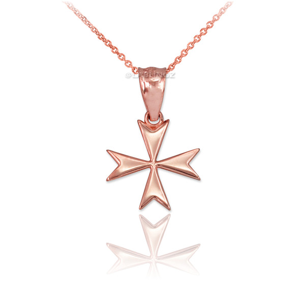 Rose Gold Maltese Cross Charm Necklace