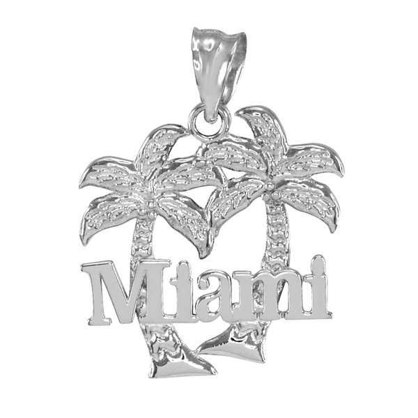 White Gold Miami City Pendant Necklace