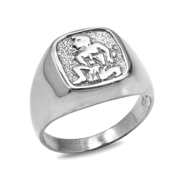 Silver Aquarius Zodiac Ring