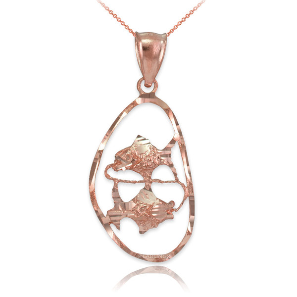 Rose Gold Pisces Zodiac Sign DC Pendant Necklace