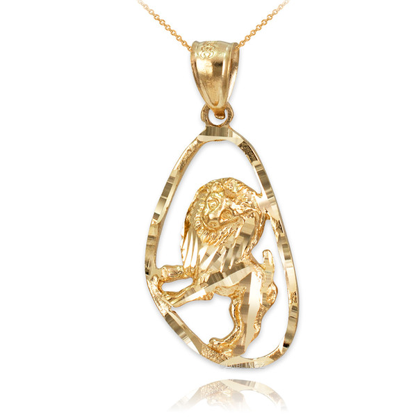 Gold Leo Zodiac Sign DC Pendant Necklace